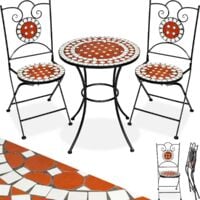 1 Table de Jardin et 2 Chaises Pliables Mosaïque en Céramique Blanc Marron Noir - marron