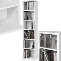 Étagère DVD CD panneau de fibres réglable 90x21x20cm blanc