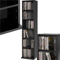 Étagère DVD CD panneau de fibres réglable 90x21x20cm noir