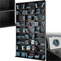 Étagère DVD CD panneau de fibres réglable 180x102x23,5cm noir