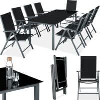 Lot de 9 chaises pliantes aluminium, gris anthracite, 189x90x73cm