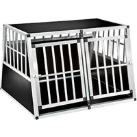 Cage de Transport pour Chien Double en Aluminium 104 cm x 90,5 cm x 69 cm Noir - noir