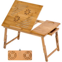 Table de lit bois pour ordinateur pliable réglable en hauteur marron