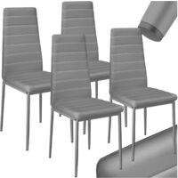 Ensemble 4 chaises salle à manger revêtement cuir synthétique gris