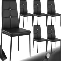 Ensemble de 6 chaises salle à manger paillettes cuir synthétique noir