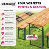 Table et bancs pliant en bois, Table de Jardin, Table de Réception, Table de Camping - marron