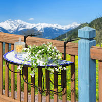 Table de Jardin, Table de Balcon Pliante Suspendue en Mosaïque 76 cm x 65 cm x 57,5 cm Blanc Bleu - blanc/bleu