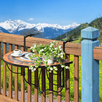 Table de Jardin, Table de Balcon Pliante Suspendue en Mosaïque 76 cm x 65 cm x 57,5 cm Blanc Marron - terracotta/blanc