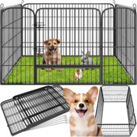 Enclos pour chien modulable 4 faces en acier gris