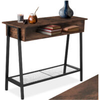 Table Console Style industriel 100 x 35 80,5 cm Bois foncé