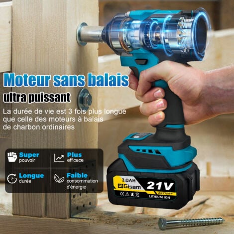 650N 2X3.0 Ah batteries  33 accessoires Clé à chocs électrique 1/2"pouces adaptée aux sites de réparation automobile et d'ingénierie