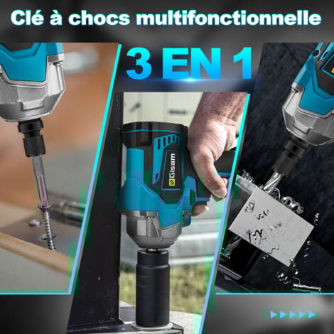 650N 2X3.0 Ah batteries  33 accessoires Clé à chocs électrique 1/2"pouces adaptée aux sites de réparation automobile et d'ingénierie