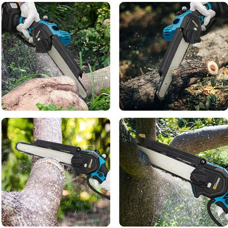 Tronconneuse a batterie Brushless 8 pouces 2 batteries 21V 2.0h installation sams outil autolubrifiante, pour patio naison et jardin
