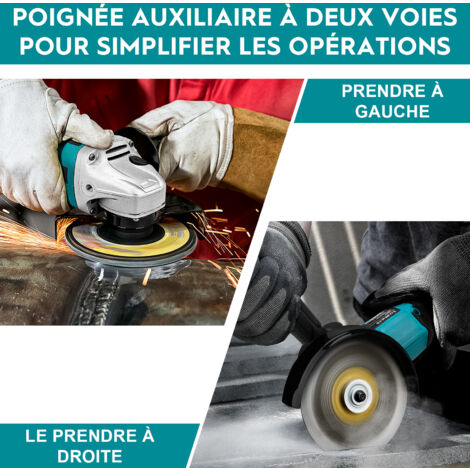 Seesii Meuleuse d'angle sans fil, 21V Brushless 4 Meuleuse avec 2x batteries 4000mAh & 8 disques, 19500 RPM, poignée rotative à 180°, compacte et idéale pour le tronçonnage et le meulage Seesii Meuleuse d'angle sans fil, 21V Brushless 4 Meuleuse avec 2x batteries 4000mAh & 8 disques, 19500 RPM, poignée rotative à 180°, compacte et idéale pour le tronçonnage et le meulage