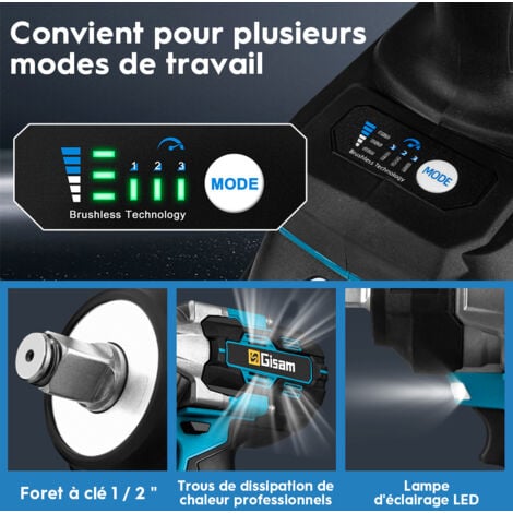 2300N 2X6.0 Ah batteries  Clé à chocs électrique 1/2"pouces adaptée aux sites de réparation automobile et d'ingénierie