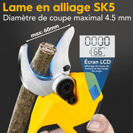 Sécateur Électrique Sans Fil, 4000mAh 35MM Secateur A Batterie