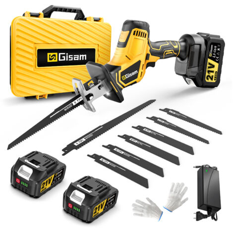 Gisam – Scie sabre sans fil 21V avec 2 batteries 4000mAh – Moteur sans balais 4000 SPM – Design ergonomique pour espaces restreints - AVCE 2 X