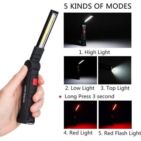 Lampe frontale LED rechargeable 10 W, ABS, 1 200 lumens, étanche IP64