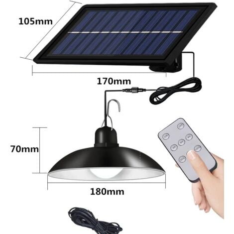 Solaire lampes Lustre solaire avec télécommande étanche 2 têtes câble 3 m - lumière blanche