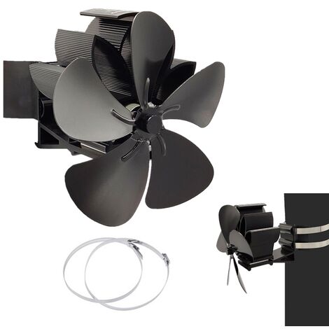 Highsam – Ventilateur de poêle 5 lames à économie de carburant – Fonctionne sans électricité – Aluminium anodisé – Circulation optimale de chaleur