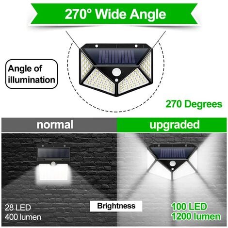 Lampe solaire 100LED IP65 étanche extérieur - 2 Pack