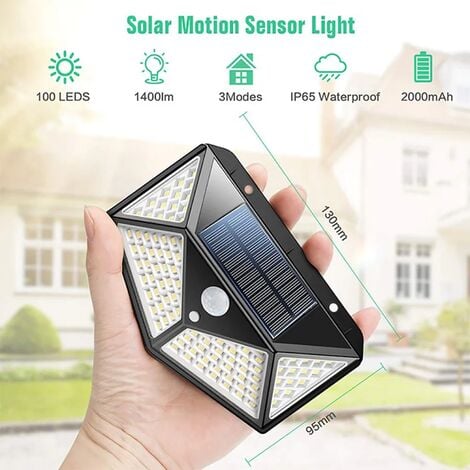 Lampe solaire 100LED IP65 étanche extérieur - 2 Pack