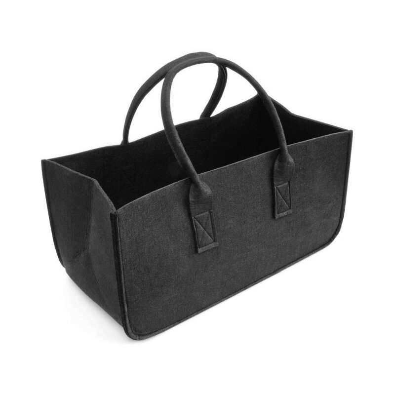 Sac à Main En Feutre Noir Et Gris Fait Main - Doublure Coton, Fermoir Magnétique, Poche Intérieure