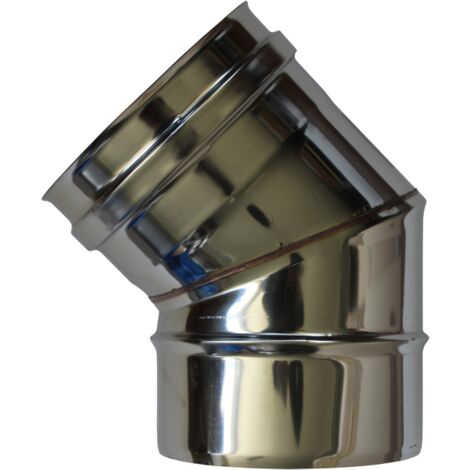 Sivac – Coude à 45° double paroi isolée – Ø intérieur 150 mm – Ø extérieur 200 mm – Inox pour systèmes de ventilation