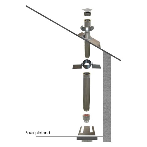 Kit Intérieur et plafond rampant - Conduit de Cheminée Isolé Duoten  (Hauteur 1,5 mètre)