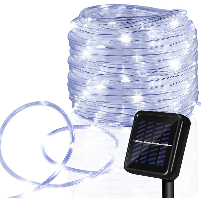 Solar Lichtschlauch Draht Garten Lichterkette LED  Lichterschlauch-Kaltweiß-10m