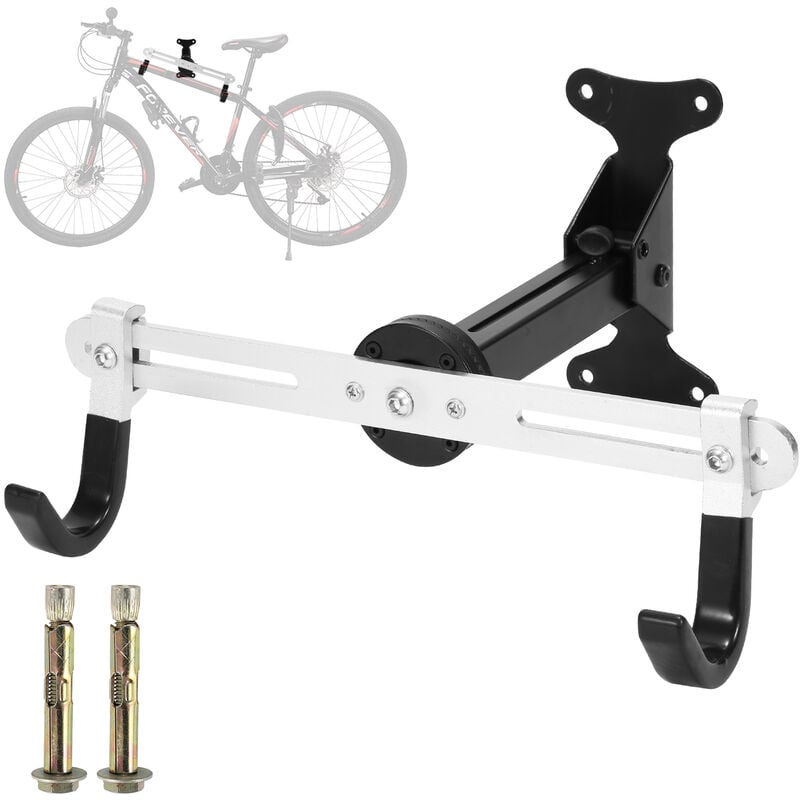 Relaxdays Fahrradhalterung für 1-2 Fahrräder, Fahrradhalter zur Wandmontage  max. 50 kg, HxBxT 32 x 30 x 52 cm, schwarz