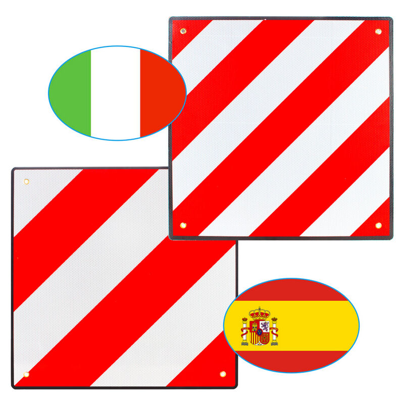 VINGO Warntafel Hinweisschilder Spanien&Italien 50x50cm Gepäckträger PKW  Warntafeln Warnschild 2 in1