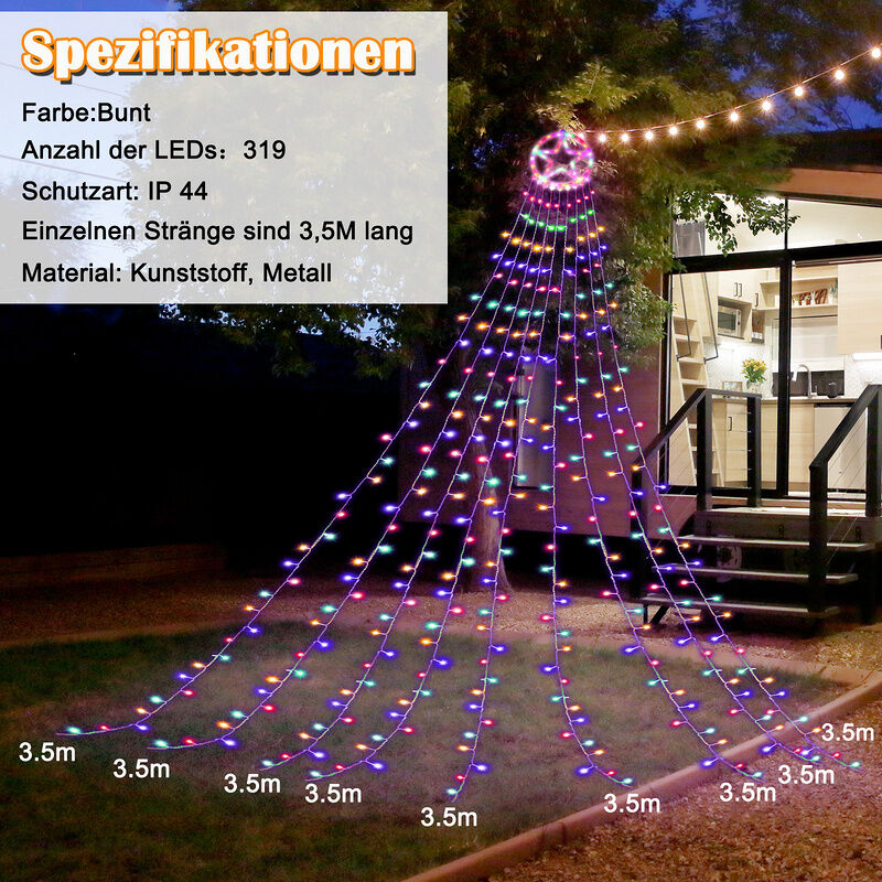 LED Hochzeiten LEDs VINGO Transparent Lichterkette Party 310 Geburtstag RGB