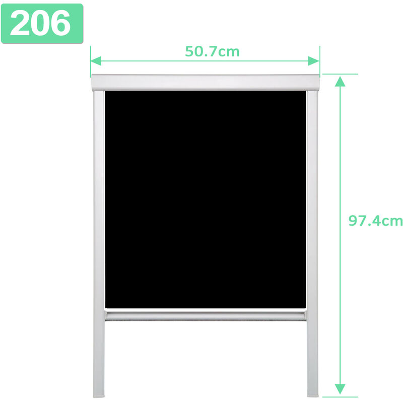 VINGO Verdunkelungsrollo 206 Schwarz (50.7x97.4cm) für VELUX Dachfenster /  100% Verdunkelung/Sonnenschutz