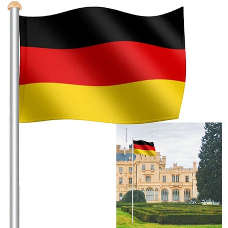 VINGO Fahnenmast Alu Deutschlandfahne Flaggenmast Mast Bodenhülse