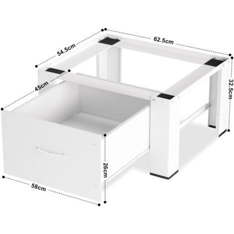 RELLES Waschmaschinen Untergestell Mit Schublade - 500 Kg Tragkraft, 62x62x46 Cm