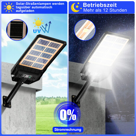 VINGO 100W Straßenlaterne Solar LED Garten mit Bewegungsmelder
