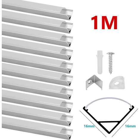 Aluminium Profiel 10X1m U-Vorm LED Strips Zwart - LED Kanalen Voor Strips 1 12mm Met Eindkappen Clips Bevestigingsmateriaal