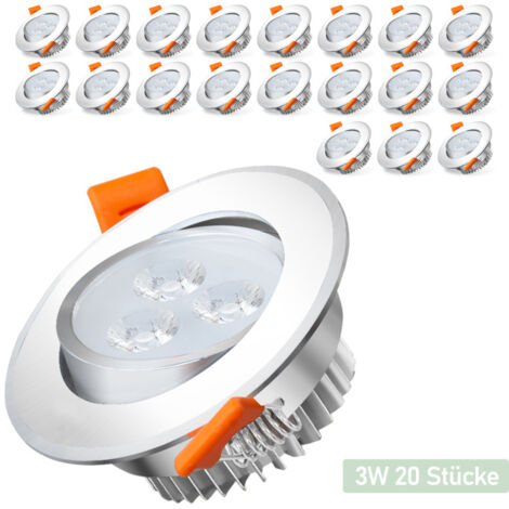5er Set LED Einbaustrahler GU10 – 3W Warmweiß, Schwenkbar, Chrom Gebürstet, Inkl. Rahmen & Fassung