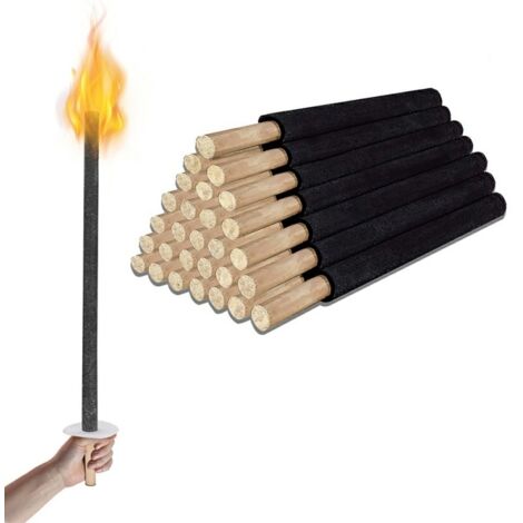 50 Stück Wachsfackeln – 45 Min Brenndauer, Inkl. Holzgriff & Tropfschutz, Made In Germany
