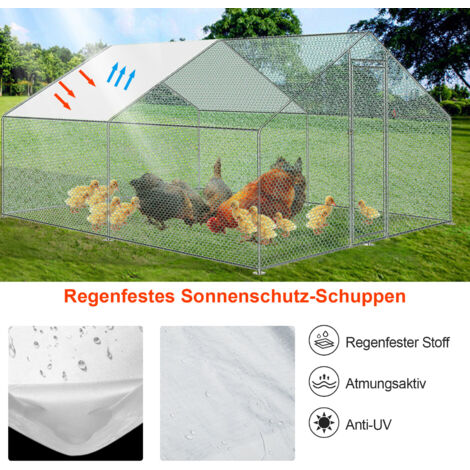 Hühnerstall Freilaufgehege 300x800cm - Verzinkter Stahl Mit Dach