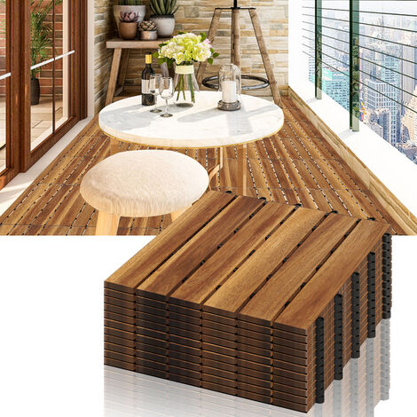 VINGO Holzfliesen aus Akazien Holz 30x30cm, 6 Latten Fliese 4m²