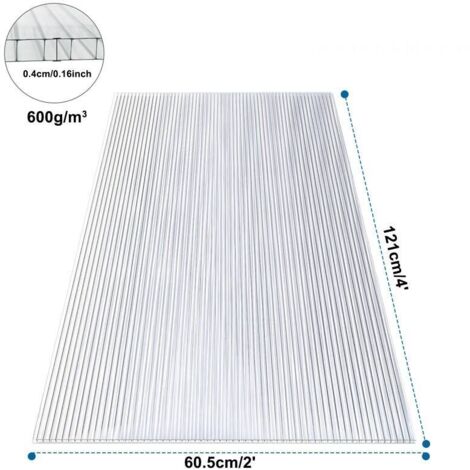 Polycarbonat Doppelstegplatten 5 Mm Klar – 1200x700 Mm | UV-beständig & Bruchfest Für Gewächshaus, Carport, Vordach
