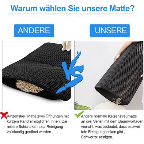 VINGO Katzenmatte Sonstiges Katzenzubehör Katzenklo Matte Katzen Toilette Vorleger Katzenstreu Matte 78×60cm