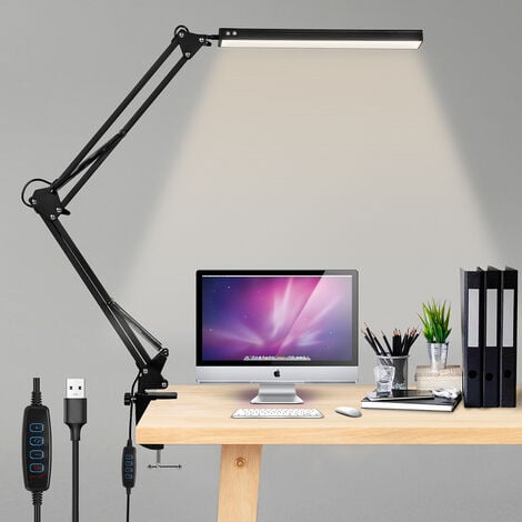 VINGO LED Schreibtischlampe Tischlampe dimmbar Leselampe flexibel Bürolampe 10W mit Schwenkarm geeignet für Büro