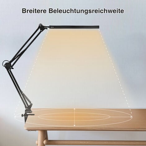 VINGO LED Schreibtischlampe Tischlampe dimmbar Leselampe flexibel Bürolampe 10W mit Schwenkarm geeignet für Büro