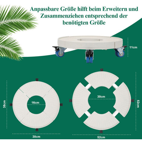 VINGO Pflanzenroller Rund Ø 3852cm Einstellbare Blumenroller Rollbrett
