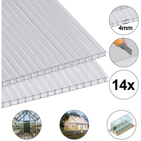 VINGO 14x Polycarbonat Doppelstegplatten Hohlkammerplatten 4mm