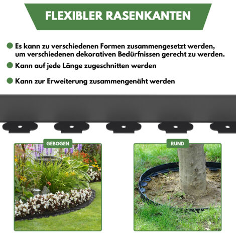AggFencer Rasenkante 10cm X 15,2m Schwarz - Flexible Garteneinfassung Mit Erdankern