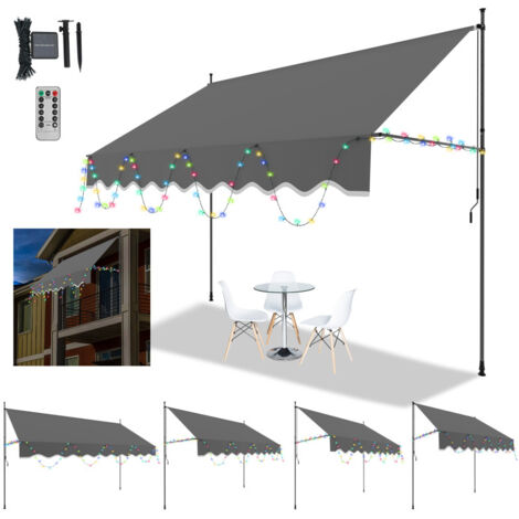 Markise mit LED Klemmmarkise Einziehbar Sonnenmarkise Sonnenschutz